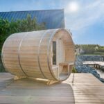 Sauna buiten bij vakantiehuis Summio Waterpark Zwartkruis